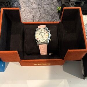 Missoni womens Watch with Pink Strap and Silver Accents 38mm watch
